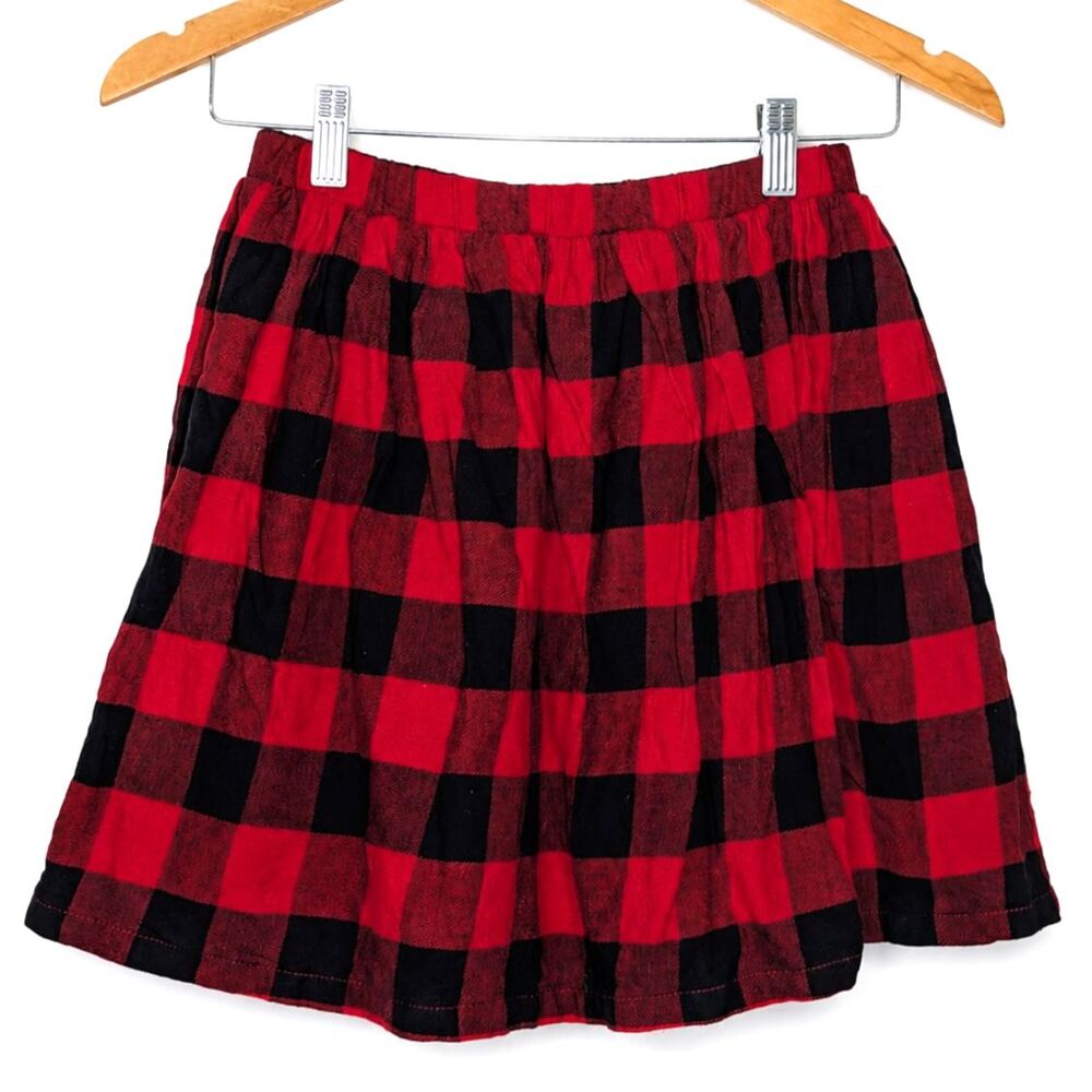 Tommy Bahama Girls Size 8 Red Black Plaid Skirt 100% Cotton A-Line Holiday